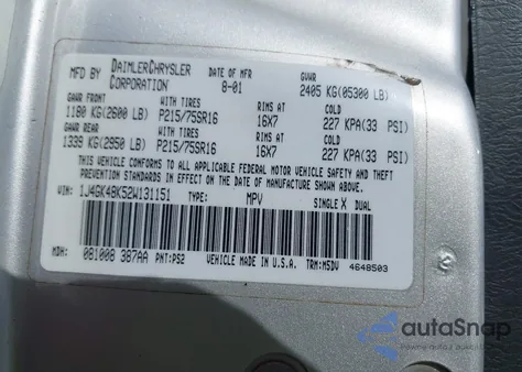 2002 Jeep Liberty Sport z USA, uszkodzony, nr VIN 1J4GK48K52W131151